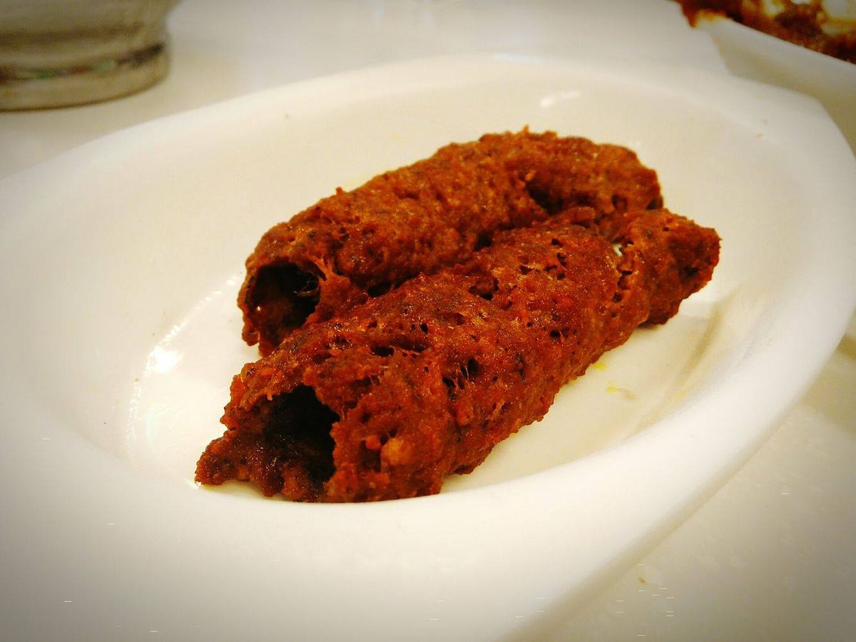 Skewers of grilled seekh kabab